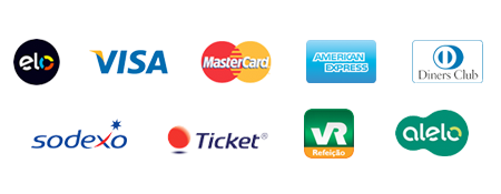 Formas de pagamento aceitas: Dinheiro, TED, Vale Refeição e Alimentação, cartões de crédito e cartão de débito